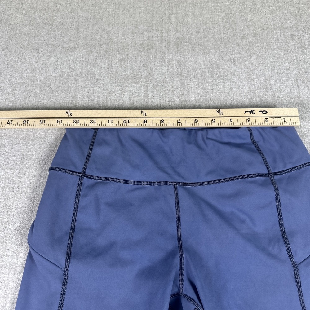 Athleta‎ Leggings Women Size M Blue Contender Lazor Cut Zipper pockets - Picture 3 of 15